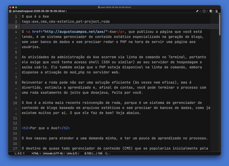 Print de janela do editor de texto BBEdit