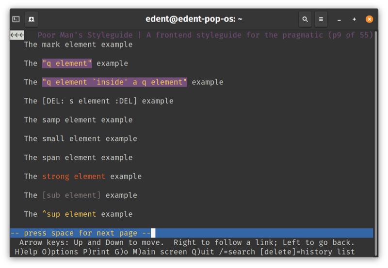 Print de um terminal rodando o Lynx