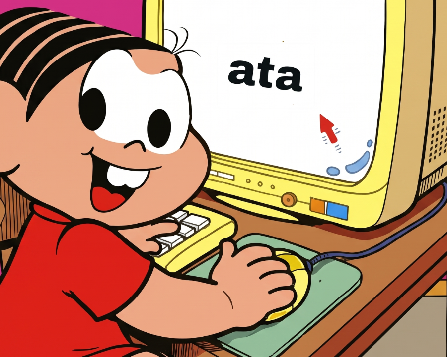 Meme da Mônica escrevendo ata