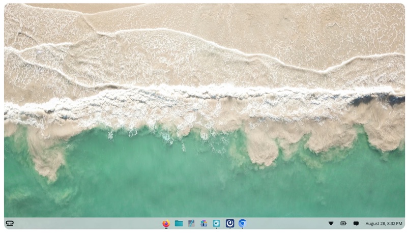 Captura de um desktop com o COSMIC