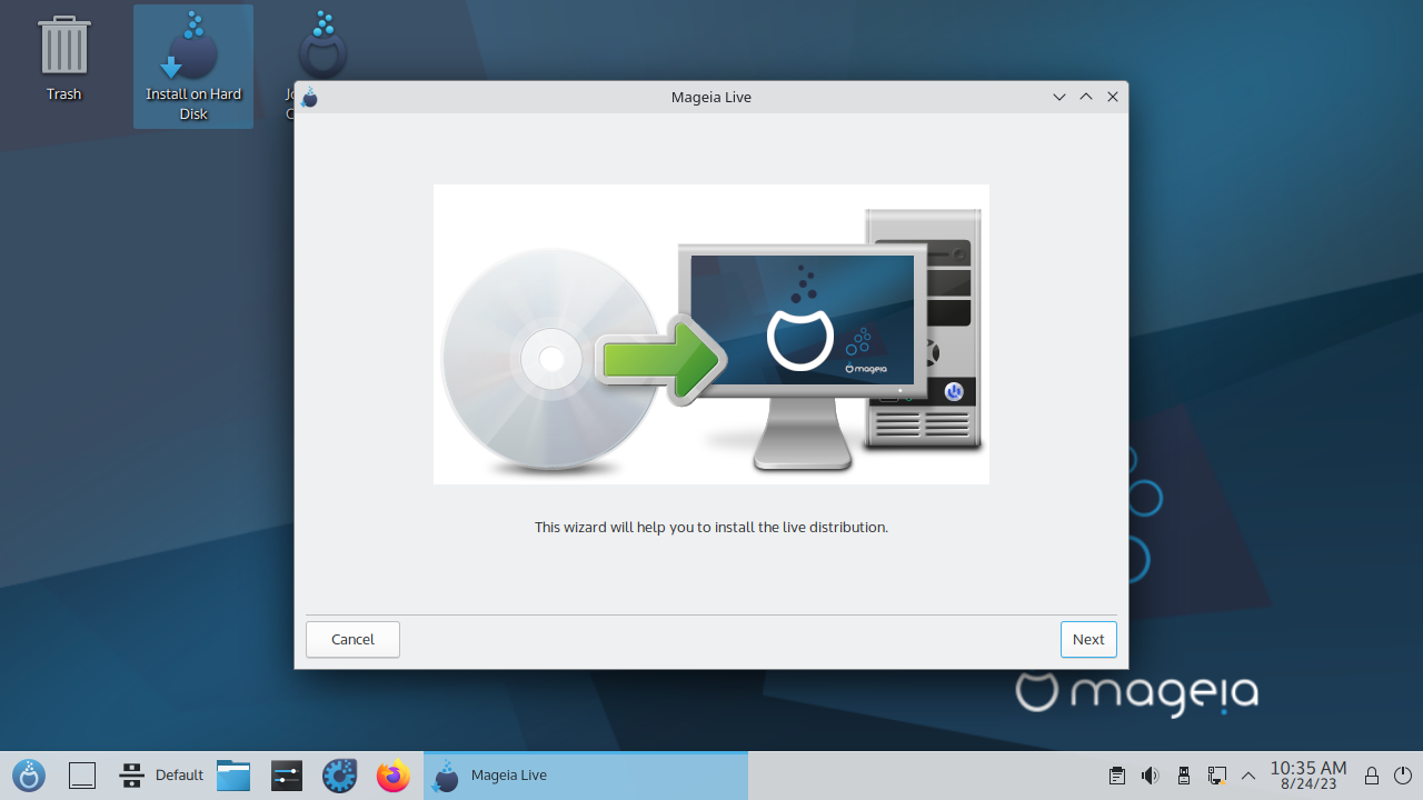 Uma tela do Plasma rodando no Mageia 10