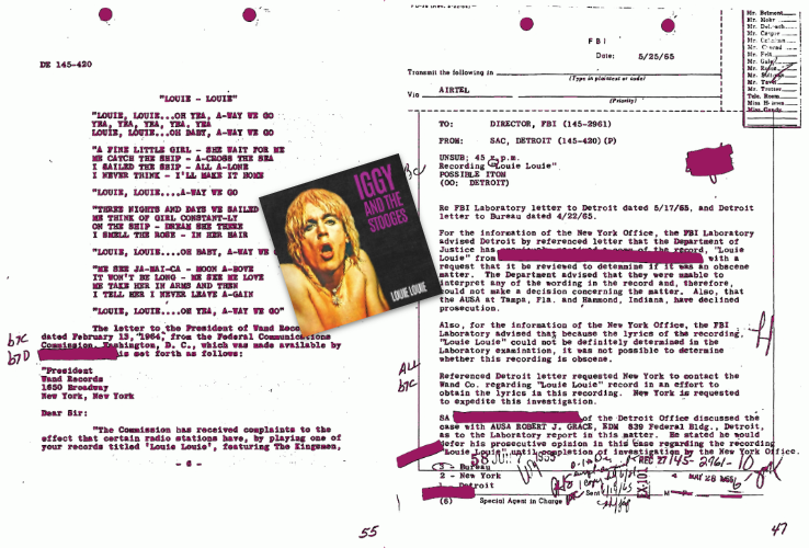 dois documentos da investigação: a letra original fornecida pela gravadora, e o memorando do FBI confirmando impossibilidade de decifrar o que era dito.