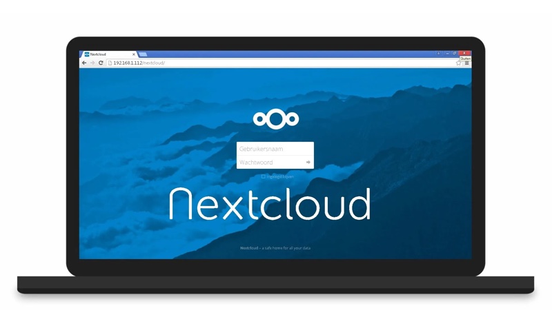Tela de login do NextCloud