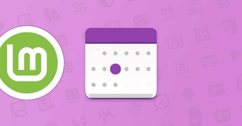 Logo do Mint chegando em um painel do GNOME Calendar