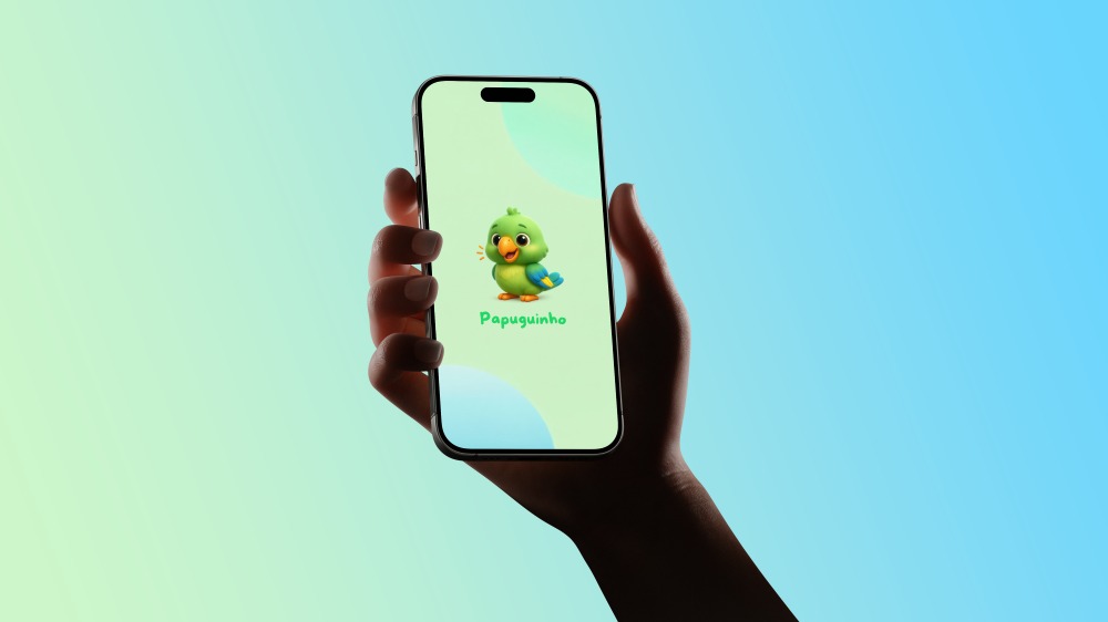 Logo do Papuguinho em um celular
