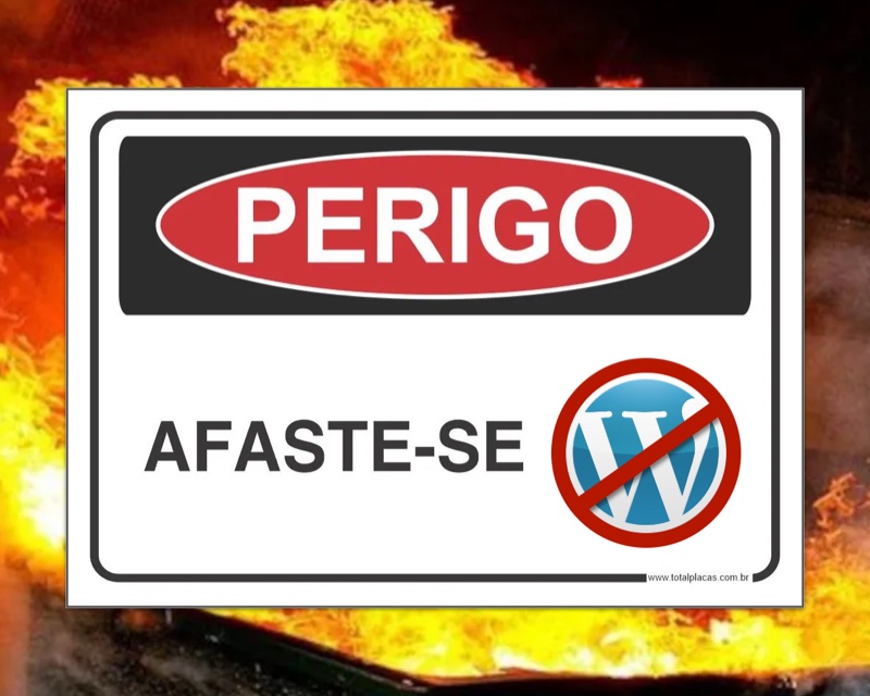 Símbolo de proibido, ao redor do logo do WordPress