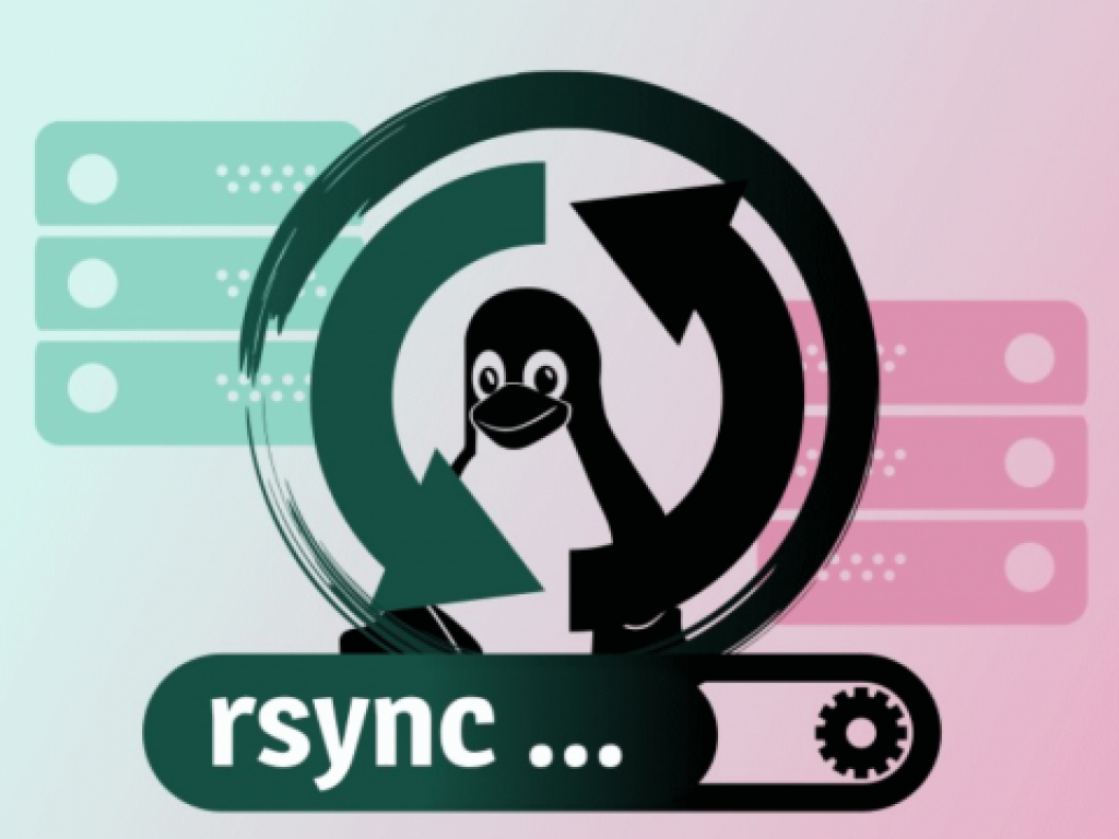 Uma vinheta do rsync com o pinguim Tux