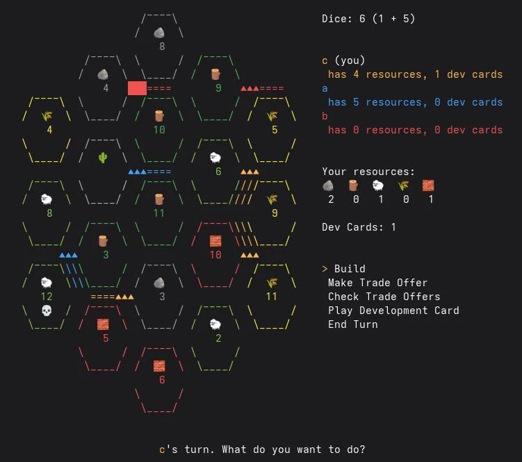 Print de um terminal rodando o jogo El Poblador